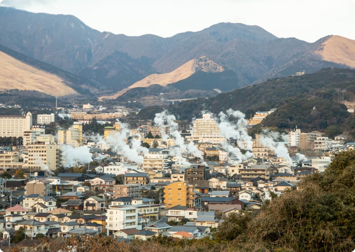 旅館 喜楽がある別府市鉄輪の景観写真「温泉郷・鉄輪」