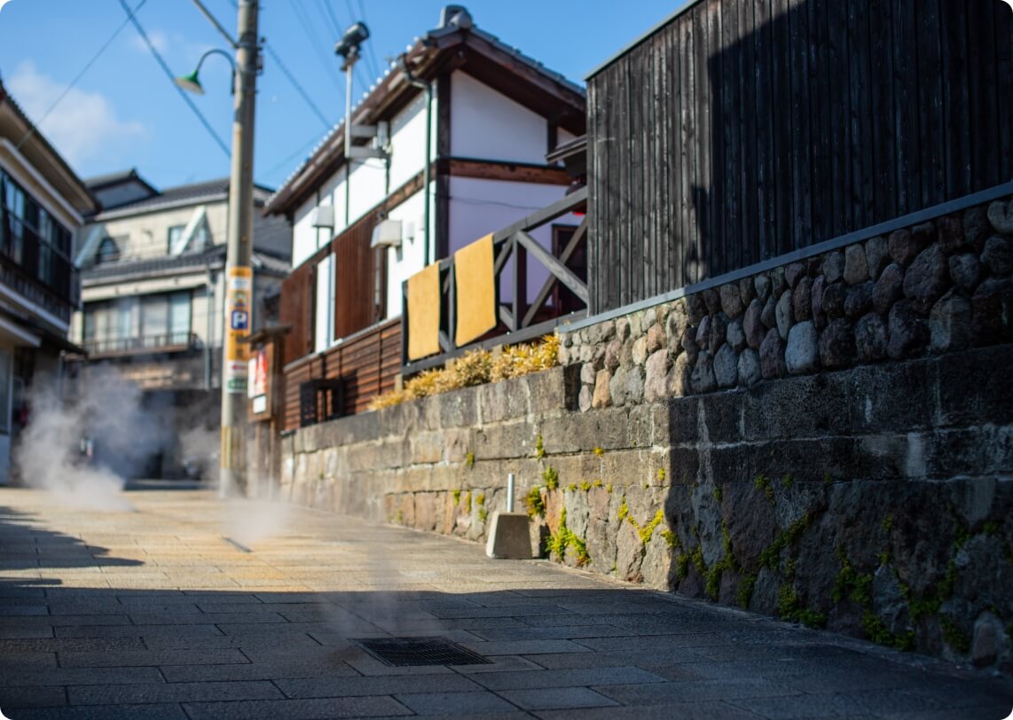 旅館 喜楽がある別府市鉄輪の景観写真「鉄輪の街」